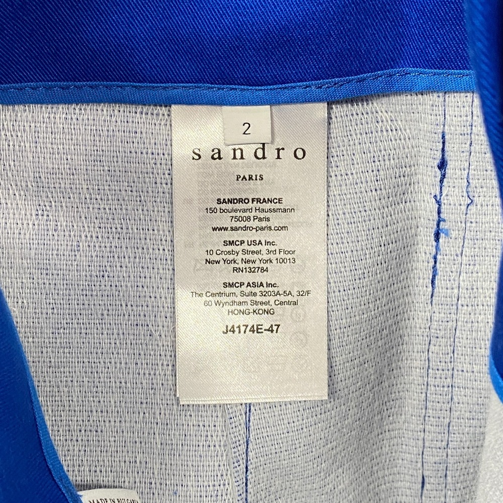 Sandro Skirt Womens 2 Blue Cotton Twill Mini High Waist Utility Pockets Summer - Picture 8 of 14